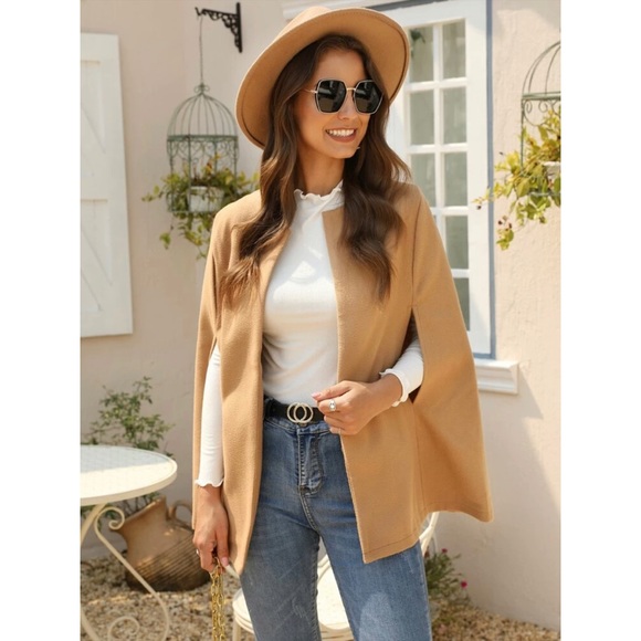 Cape coat camel brown jacket tan - Picture 2 of 4